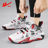 回力（Warrior）正品高幫籃球鞋男鞋高彈春秋網(wǎng)面跑步鞋運(yùn)動鞋透氣休閑鞋女學(xué)生大 白黑紅 單層 38