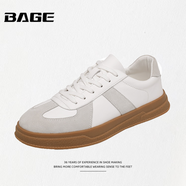 八哥BAGE品牌男鞋2023夏季新款休閑鞋德式運動(dòng)訓練鞋復古德訓板鞋男 白色 39