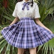 jk制服格裙全套女學生裙子夏季日系少女制服百褶裙短裙學院風半身裙JK閃動少女 浪漫不死 百褶裙+短袖襯衫+領(lǐng)結(jié) L