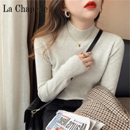 拉夏貝爾（La Chapelle）針織打底衫女秋冬洋氣百搭溫柔風(fēng)修身內(nèi)搭薄款上衣半高領(lǐng)毛衣 純100自動(dòng)發(fā)熱淺奶奶灰 純100自動(dòng)發(fā)熱均碼版面料