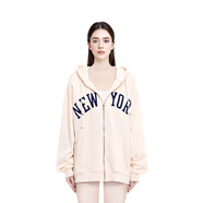 BM【反季清倉】衛(wèi)衣女2025新款NEW YORK紐約寬松秋冬加絨美式外套 米色 均碼