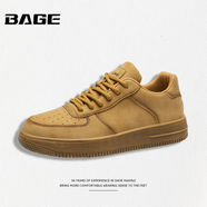 八哥BAGE品牌男鞋2024新款經(jīng)典空軍一號板鞋男潮流百搭休閑運動鞋子男 小麥色 39