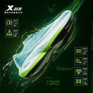 特步（XTEP）一體成型跑鞋秋冬男新款透氣網(wǎng)面跑步鞋女減震運(yùn)動(dòng)鞋回彈耐磨鞋子 泡沫綠/帆白【男】 42