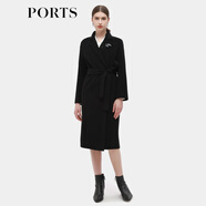 PORTS寶姿秋季新款女裝甜美櫻粉長袖中長毛呢大衣ALD9C003QZW025 黑色（胸針隨機贈送） XS 2