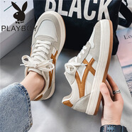 花花公子（PLAYBOY PHYSICAL）男鞋2025新款夏季透氣網(wǎng)面阿甘平板鞋百搭增高帆布鞋運動休閑潮鞋 棕色 40