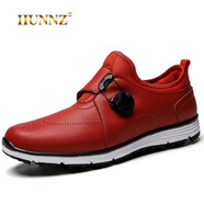 HUNNZ品牌輕奢高爾夫球鞋男鞋防滑戶外運動鞋旋轉(zhuǎn)紐扣鞋帶高爾夫鞋子男 紅色 41