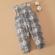 棉谷朵兒童手工棉花背帶褲秋冬加厚保暖連體褲寶寶背帶棉褲內穿棉花棉褲 灰色小熊 80碼（適合6-12個(gè)月）