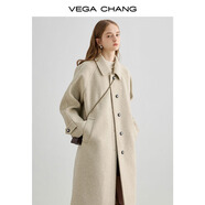 VEGA CHANG毛呢大衣女2025年冬新款大衣小個子高級感赫本風外套 燕麥色 L