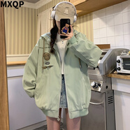 MXQP棒球服外套女男同款開(kāi)學(xué)季2025新款洋氣學(xué)院風(fēng)寬松bf休閑百搭潮 淺綠色 M 【95-110斤】