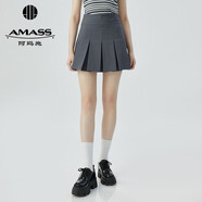 阿瑪施（AMASS）女裝新款簡(jiǎn)約百搭羊毛A字半身百褶短裙5200471 高級(jí)灰 XL (5碼)