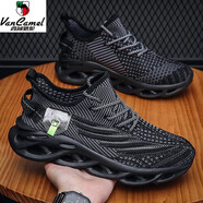 西域駱駝（VANCAMEL）男鞋百搭椰子運動(dòng)鞋加肥加大碼防臭透氣秋季休閑跑步鞋48碼 2206黑色 38