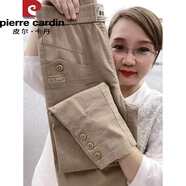 皮爾卡丹歐貨褲子女新款棉麻夏季九分褲寬松春季休閑褲薄款顯瘦哈倫褲 卡其色 夏季棉麻九分褲 2XL 建議125-140斤