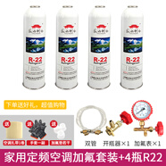 奧圣頓r22制冷劑氟利昂空調加氟工具套裝r22空調制冷液家用雪種冷媒 透明管套裝+4瓶R22制冷劑