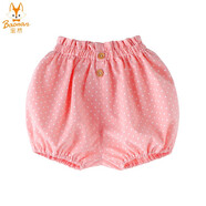 寶然女寶寶短褲夏季薄款1-5歲女童洋氣公主花苞褲子?jì)雰合难b6998 粉紅波點(diǎn) 73cm