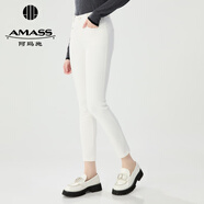 阿瑪施（AMASS）女裝高腰緊身休閑小腳牛仔褲女5100541 白色 S (2碼)