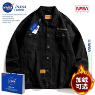 NASAGOOD官方男裝潮牌牛仔外套男春秋款美式復(fù)古休閑夾克男士工裝上衣服男 NA11黑色【常規(guī)款】 2XL （建議170-190斤）