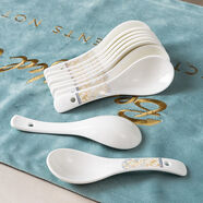 梵創(chuàng  )景德鎮10只裝小勺子家用陶瓷小號吃飯湯大勺子組合湯匙飯勺調羹兒 晗夏牡丹小勺10只