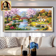 起田皇室蒙娜麗莎夢(mèng)幻家園十字繡2024新款線(xiàn)繡歐式客廳臥室高級感大幅風(fēng)景畫(huà)手工繡 安格布【11CT】195*103CM長(cháng)絨棉