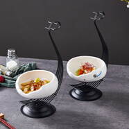 馳度小吃碗大董意境菜創(chuàng  )意高檔會(huì )所飯店酒店中式餐具私房菜個(gè)性不規則小碗菜鐵藝餐具高級感特色明檔擺盤(pán)菜碗 6英寸缺角圓碗-藍荷花