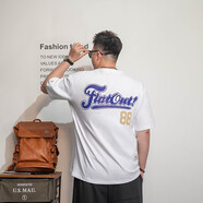 紡布者（PENNY PEI）潮牌夏季T恤男短袖大碼男裝寬松胖子印花圓領(lǐng)加肥加大 白色 2XL （150-175斤）