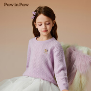 PawinPaw卡通小熊童裝秋冬新款男女童圓領(lǐng)毛衣學(xué)院風(fēng)舒適拜年過年 Purple紫色/75 110 cm