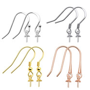 XD925銀耳鉤耳環(huán)耳墜手工diy珍珠扣耳飾配件耳勾粘珠子制作材料 P84801 金色一對