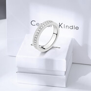 CENTURY& KINDLE滿天星戒指女簡約素圈戒指男潮流個性情侶戒指一對戒子刻字閉口 白金色滿天星 10號
