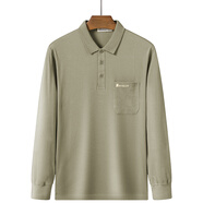 佐攸爸爸裝 春秋季中年時(shí)尚百搭長(cháng)袖T恤純色寬松打底衫中老年男裝 909卡其色 52/XL(140-160斤)