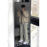 迪伽達(dá)飛行夾克男棉服秋冬外套男加絨加厚潮牌美式復(fù)古棒球服男外套男 TMZXF-W04灰色（春秋款） XL【建議120-135斤】