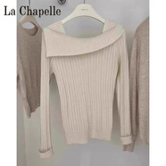 拉夏貝爾（La Chapelle）秋冬設(shè)計(jì)感小眾氣質(zhì)一字領(lǐng)毛衣別致獨(dú)特套頭針織衫打底上衣女 純100自動(dòng)發(fā)熱杏色 純100自動(dòng)發(fā)熱L 建議105-115斤