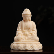 戴玉堂 十二生肖本命佛陶瓷佛像擺件小號隨身佛家用供奉汽車(chē)車(chē)載中控臺 H29-22D 阿彌陀佛 玉黃瓷+防滑墊