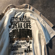 索宛亦（SUOWANYI） 小月小鋪chic港風(fēng)短袖T恤男女夏季韓版寬松bf體恤ins潮半袖情 JW0654#白色 S【80-90斤】