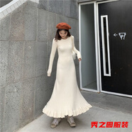 范哲莎內(nèi)搭魚尾裙子女秋冬天修身顯瘦打底毛衣裙長款過膝長袖針織連衣裙 杏色-氣質(zhì)秋冬連衣裙 S -氣質(zhì)秋冬連衣裙
