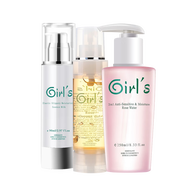 Girl's 氨基酸滋養(yǎng)玫瑰補水保濕乳3件基礎(chǔ)日常臉部護膚品化妝品女
