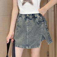 童榜女童套裝夏裝新款女孩衣服中大童學(xué)生T恤牛仔短裙夏季兒童洋氣 牛仔褲裙（只有褲子） 150 建議身高140-145CM