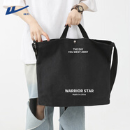 回力（Warrior）帆布包男包單肩斜挎包大容量休閑上課書(shū)包復古手提包日系單肩背包 黑色