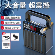 艾碩美（AISOMEX） 手提音響戶外小型廣場舞藍牙音箱 無線麥克風(fēng)喇叭便攜式低音炮插卡收音機擴音器 升級版2節(jié)電池