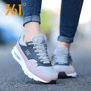 361°女鞋運(yùn)動鞋女秋冬季新款網(wǎng)面皮革氣墊跑步鞋度女子透氣跑鞋休閑鞋 玫瑰臟粉/太空灰-革面 35