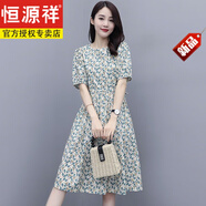 恒源祥棉麻連衣裙女夏薄款2025新款氣質名媛高端小個子碎花純棉全棉裙子 蘭花 XL【建議115-125斤】