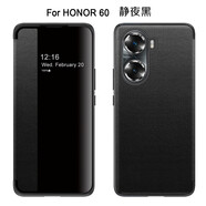 伊諾茂 榮耀60手機殼LSA一AN00素皮視窗翻蓋式全包防摔honor60保護套皮套榮耀6O商務(wù)a 【素皮視窗】靜夜黑 榮耀 60