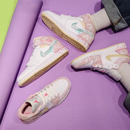 耐克（NIKE）AIR JORDAN AJ1 MID 白粉油漆 冰淇淋情人節(jié) 休閑板鞋女鞋 DD1666-100 36