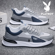 花花公子男鞋秋季網(wǎng)面運動(dòng)鞋透氣休閑軟底防滑時(shí)尚跑步鞋潮流板鞋 灰色 L331網(wǎng)面透氣款 42