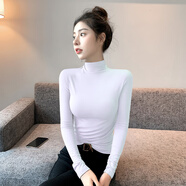 莫代爾棉高領(lǐng)打底衫女2024秋冬新款洋氣修身內(nèi)搭堆領(lǐng)長(zhǎng)袖T恤上衣 白色【半高領(lǐng)】 XL【114-125斤】