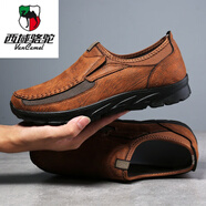 西域駱駝（VANCAMEL）時(shí)尚透氣男商務(wù)鞋大碼男鞋 一腳蹬單鞋休閑鞋 淺棕色 42 260mm