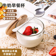 拜杰早餐杯水杯燕麥碗牛奶杯杯子馬克杯咖啡杯酸奶杯帶勺帶蓋玻璃杯