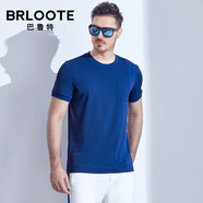 Brloote/巴魯特T恤男 時尚休閑貼袋寶藍彈力短袖上衣  夏裝 寶藍 S 165/88A