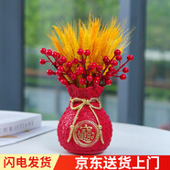 泰西絲 天然風(fēng)干麥穗干花束客廳擺設(shè)黃金大麥裝飾品金色小麥擺件仿真花 紅錢(qián)袋麥穗50支左右+5支紅果 干花包