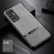 浪龍 OPPOReno5手機殼 Reno5Pro+保護套創(chuàng)意超薄木紋皮紋軟殼 全包防摔男女款手機殼 OPPO Reno5Pro+ 5G灰色 升級版鏡頭全包配鋼化貼膜
