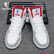 喬丹男鞋高幫板鞋男秋冬季新款皮面跑步鞋保暖休閑鞋學(xué)生運動(dòng)鞋子男士 淺灰/生活藍 43