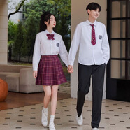 唐努烏沙華jk班服學(xué)院風(fēng)日系韓國高初中生畢業(yè)季合唱演出英倫風(fēng)校服套裝 套裝白衣黑褲【長(cháng)袖】 單套 M
